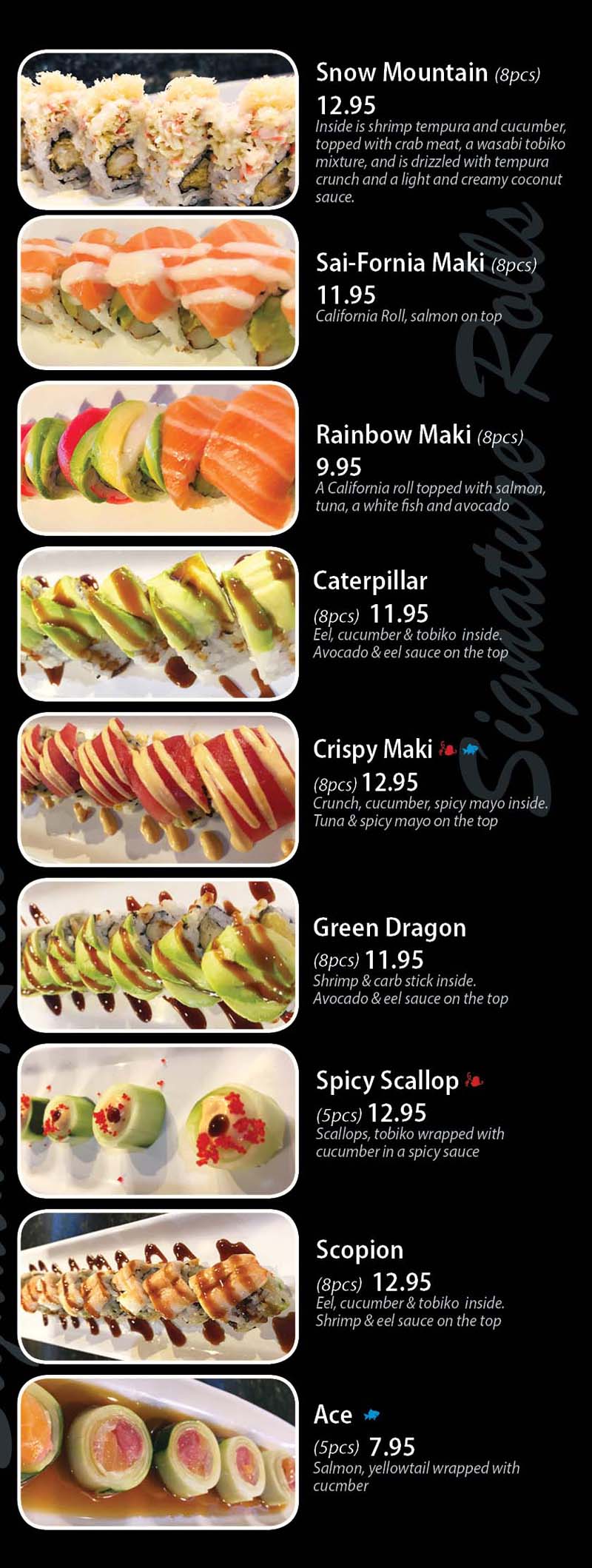 sushi shop tours menu